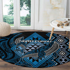 Aotearoa Iwi Ngati Porou Round Carpet NZ Maori Humpback Whale Taniko Motifs