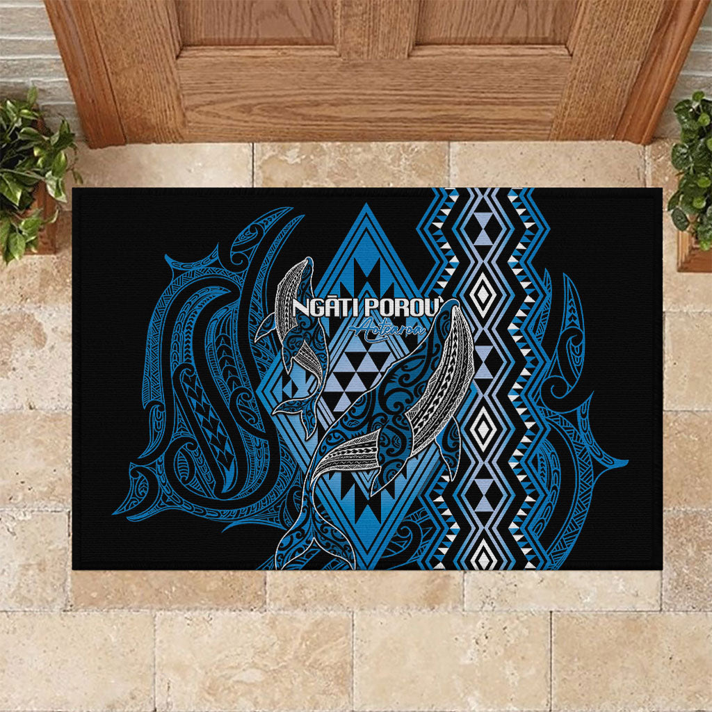 Aotearoa Iwi Ngati Porou Rubber Doormat NZ Maori Humpback Whale Taniko Motifs