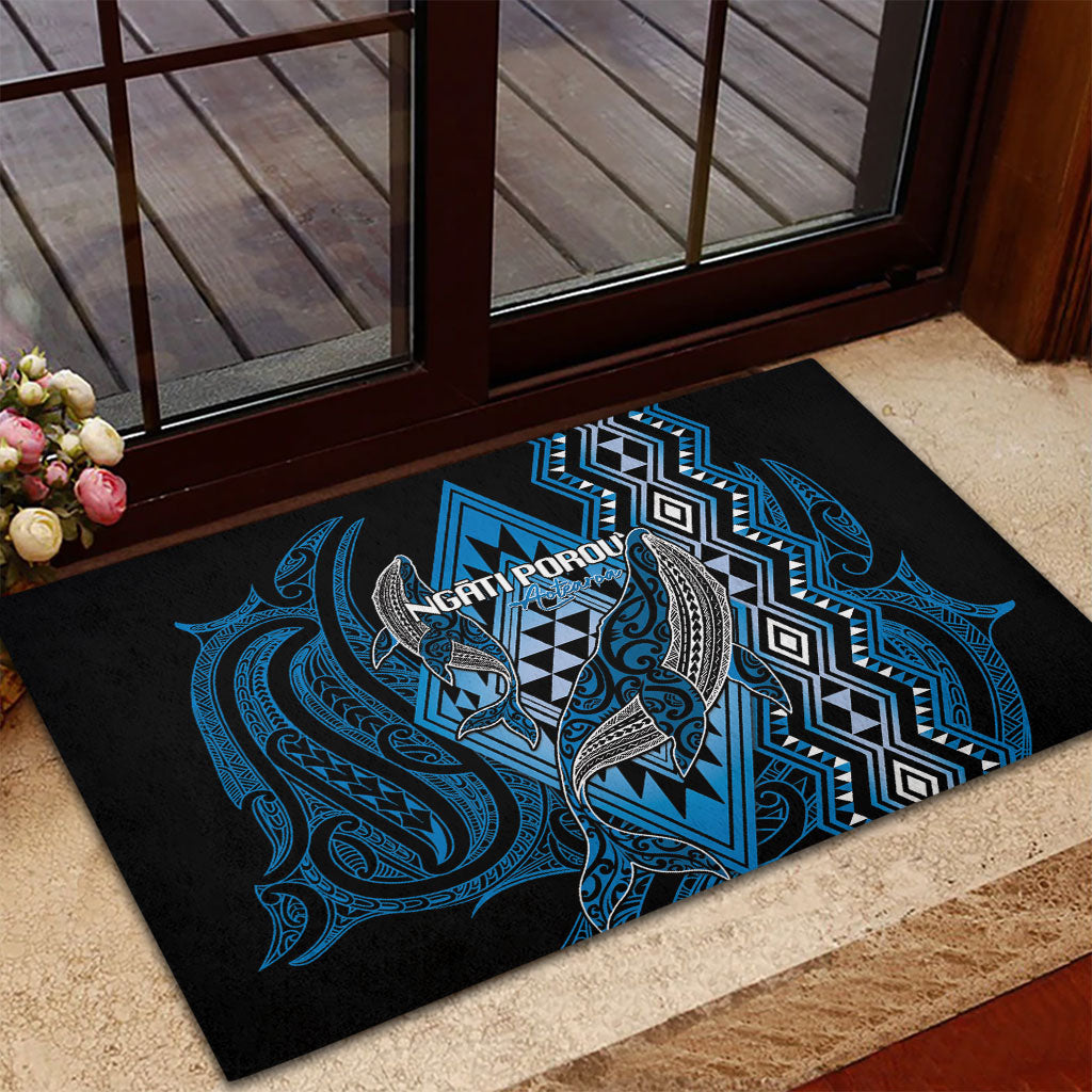 Aotearoa Iwi Ngati Porou Rubber Doormat NZ Maori Humpback Whale Taniko Motifs