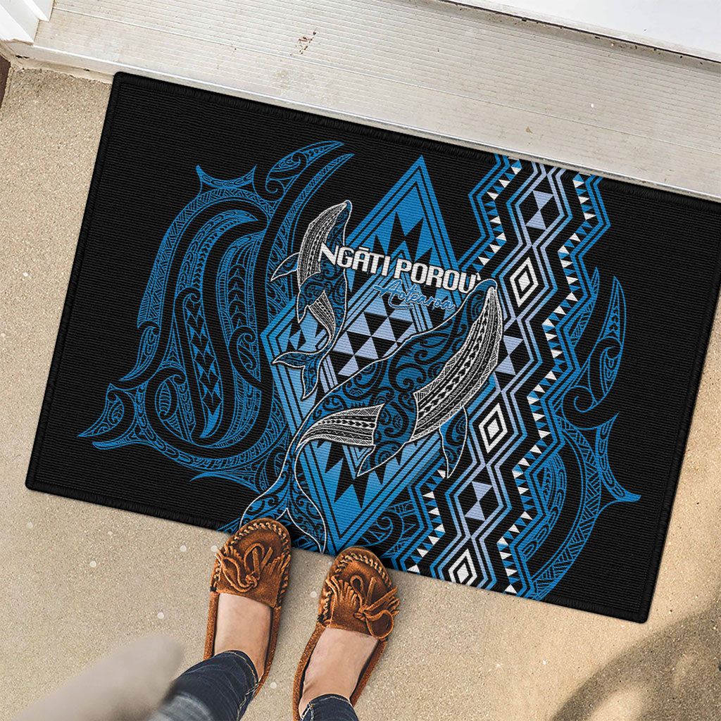 Aotearoa Iwi Ngati Porou Rubber Doormat NZ Maori Humpback Whale Taniko Motifs