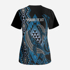 Aotearoa Iwi Ngati Porou Personalised Scrub Top NZ Maori Humpback Whale Taniko Motifs
