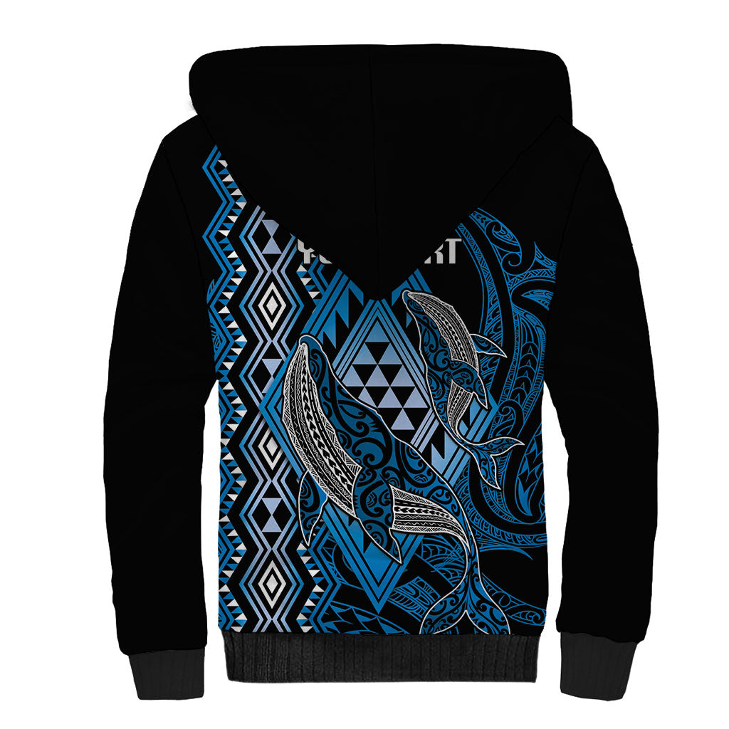 Aotearoa Iwi Ngati Porou Personalised Sherpa Hoodie NZ Maori Humpback Whale Taniko Motifs