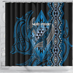 Aotearoa Iwi Ngati Porou Shower Curtain NZ Maori Humpback Whale Taniko Motifs