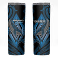 Aotearoa Iwi Ngati Porou Personalised Skinny Tumbler NZ Maori Humpback Whale Taniko Motifs