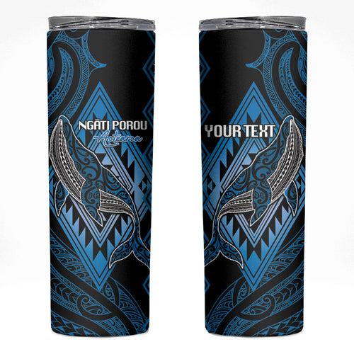 Aotearoa Iwi Ngati Porou Personalised Skinny Tumbler NZ Maori Humpback Whale Taniko Motifs