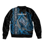 Aotearoa Iwi Ngati Porou Personalised Sleeve Zip Bomber Jacket NZ Maori Humpback Whale Taniko Motifs