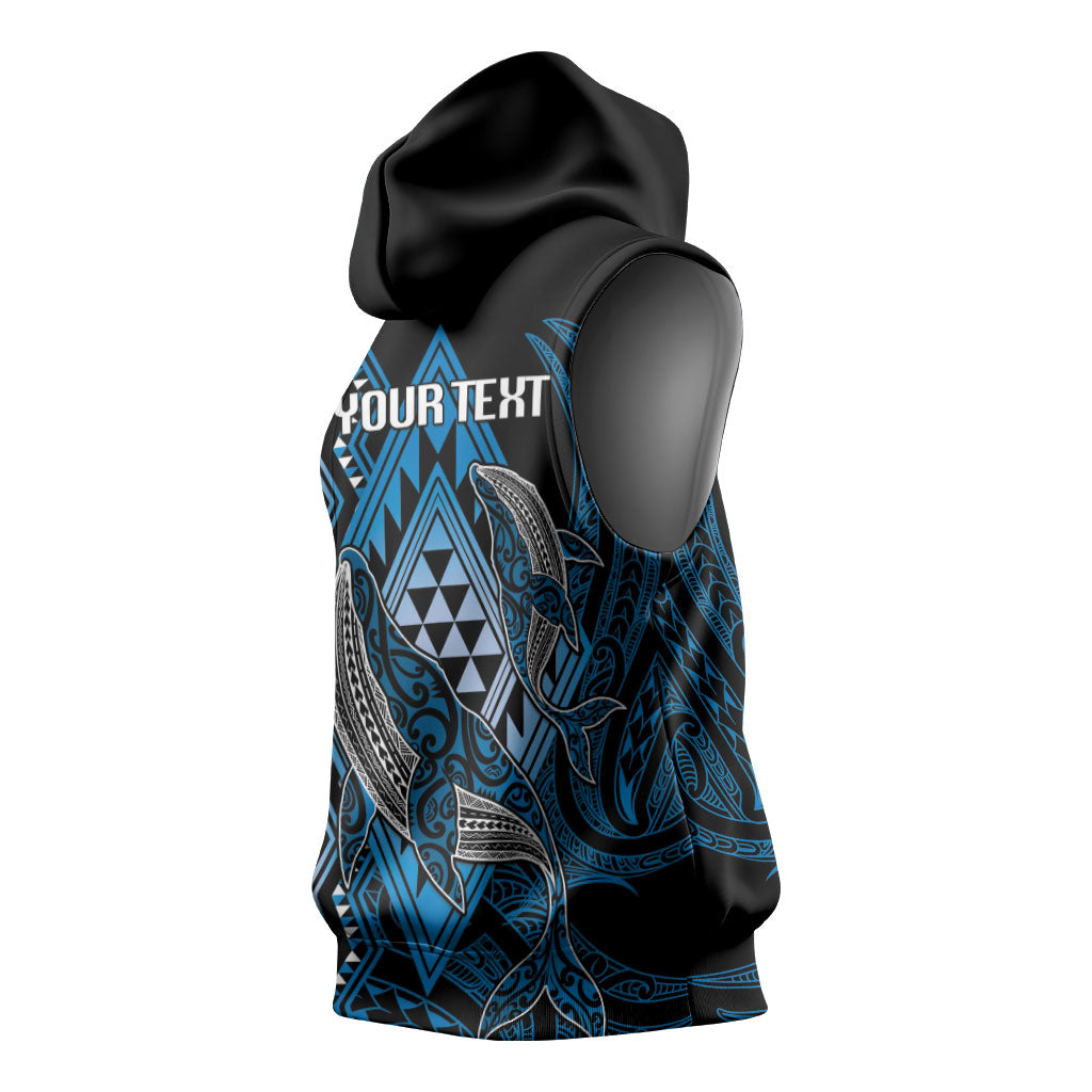 Aotearoa Iwi Ngati Porou Personalised Sleeveless Hoodie NZ Maori Humpback Whale Taniko Motifs