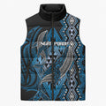 Aotearoa Iwi Ngati Porou Personalised Sleeveless Puffer Jacket NZ Maori Humpback Whale Taniko Motifs