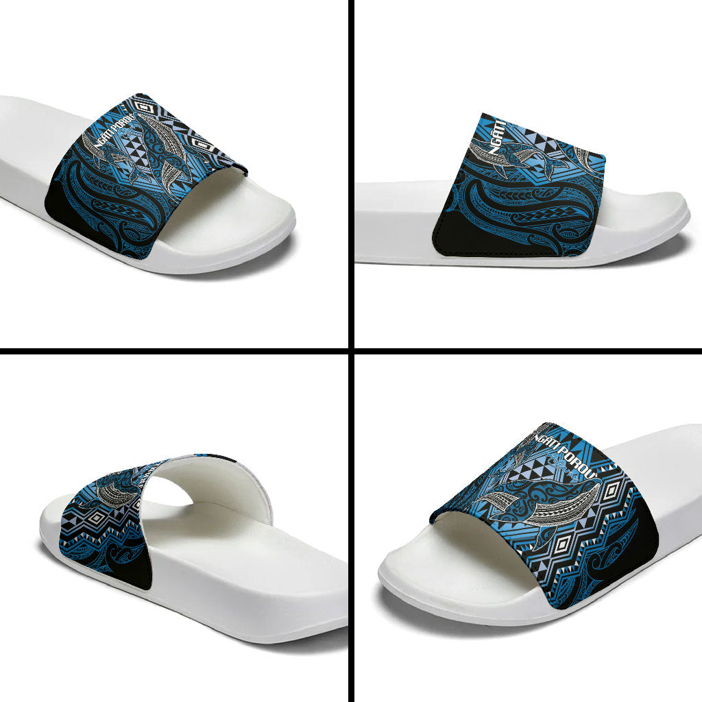 Aotearoa Iwi Ngati Porou Slide Sandals NZ Maori Humpback Whale Taniko Motifs