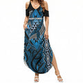 Aotearoa Iwi Ngati Porou Personalised Summer Maxi Dress NZ Maori Humpback Whale Taniko Motifs