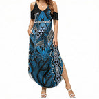 Aotearoa Iwi Ngati Porou Personalised Summer Maxi Dress NZ Maori Humpback Whale Taniko Motifs