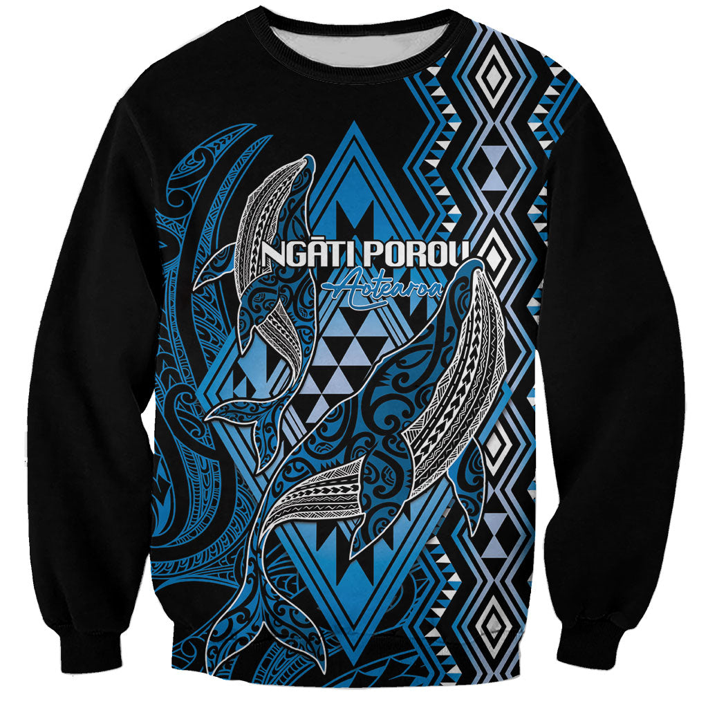 Aotearoa Iwi Ngati Porou Personalised Sweatshirt NZ Maori Humpback Whale Taniko Motifs