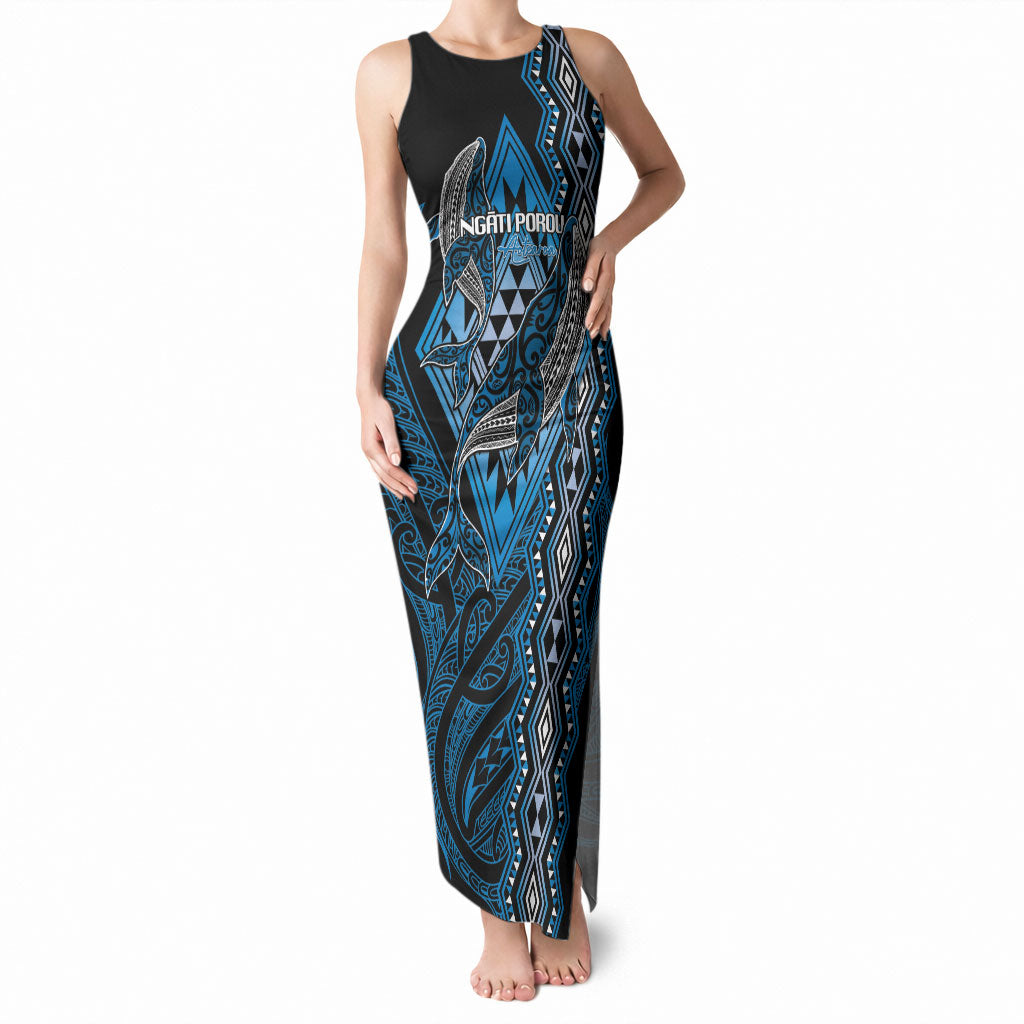 Aotearoa Iwi Ngati Porou Personalised Tank Maxi Dress NZ Maori Humpback Whale Taniko Motifs