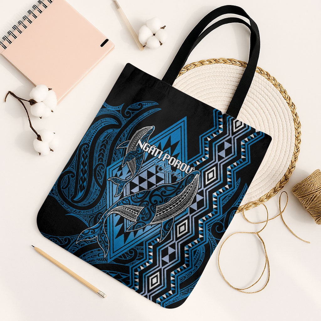 Aotearoa Iwi Ngati Porou Tote Bag NZ Maori Humpback Whale Taniko Motifs