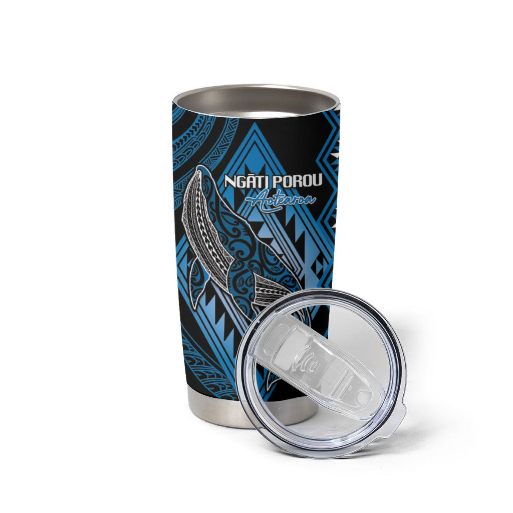 Aotearoa Iwi Ngati Porou Personalised Tumbler Cup NZ Maori Humpback Whale Taniko Motifs
