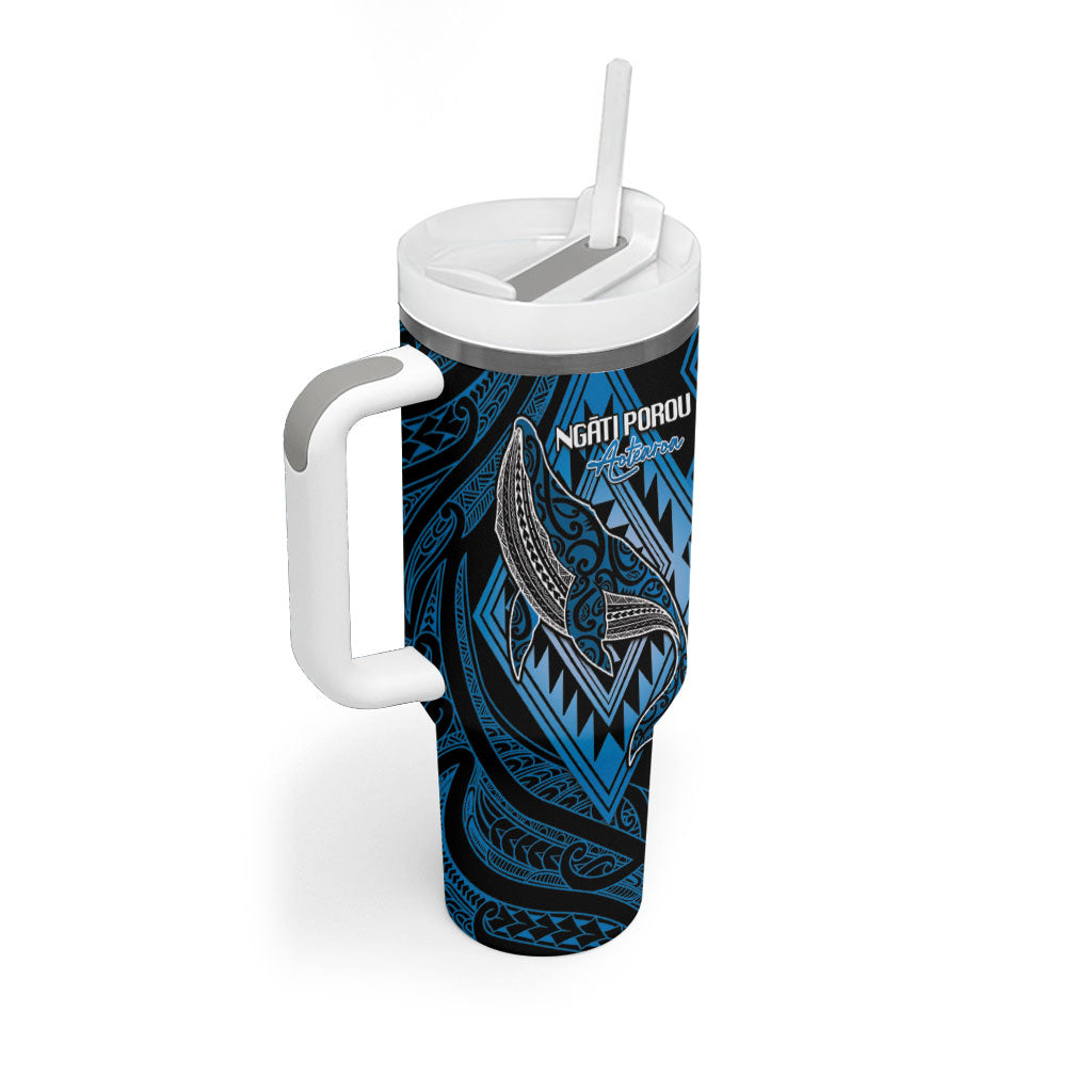 Aotearoa Iwi Ngati Porou Personalised Tumbler With Handle NZ Maori Humpback Whale Taniko Motifs