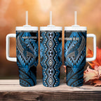 Aotearoa Iwi Ngati Porou Personalised Tumbler With Handle NZ Maori Humpback Whale Taniko Motifs