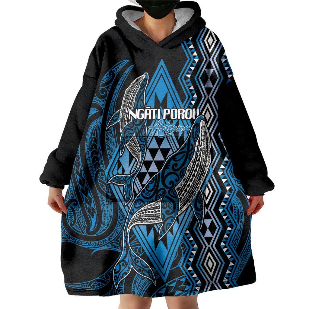 Aotearoa Iwi Ngati Porou Personalised Wearable Blanket Hoodie NZ Maori Humpback Whale Taniko Motifs