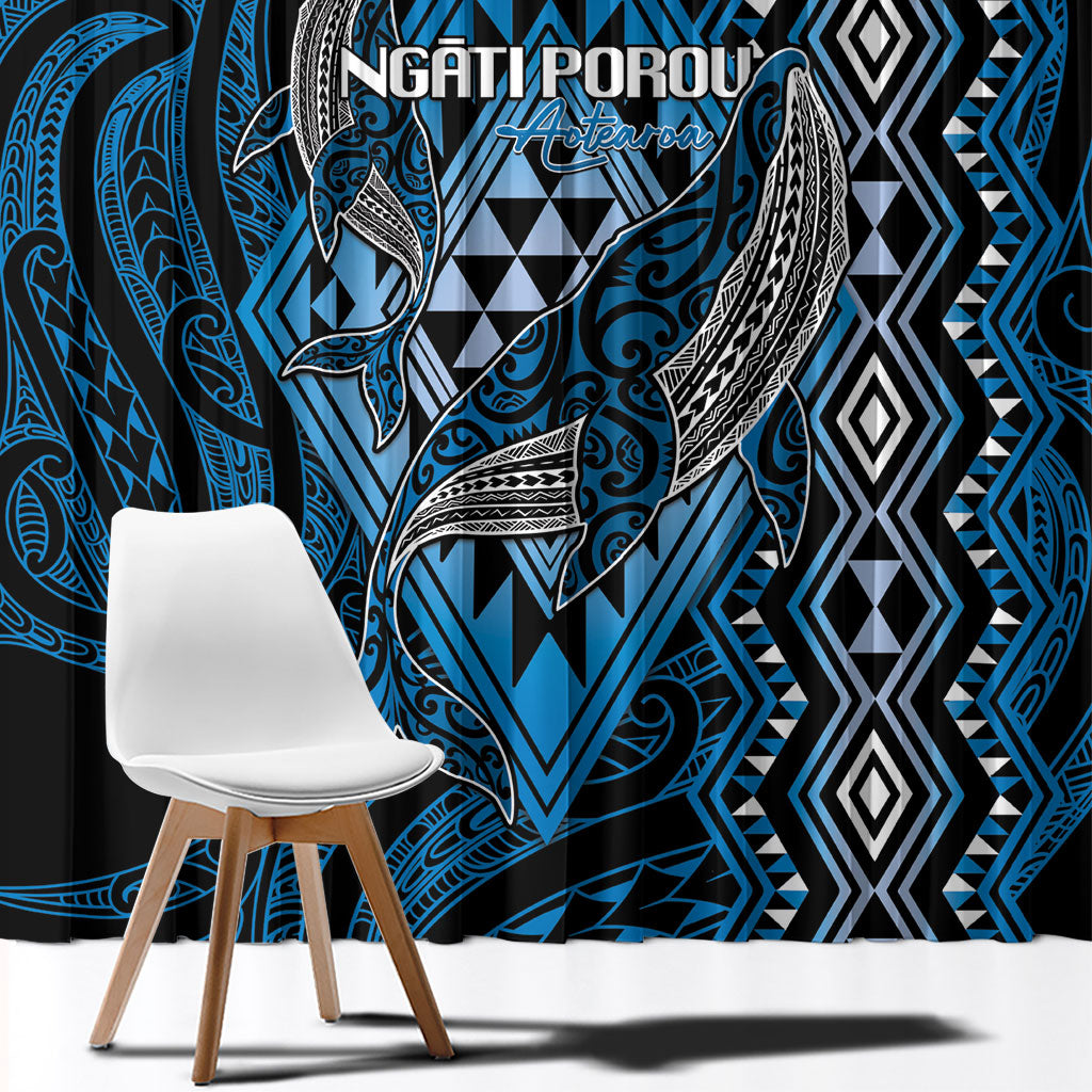 Aotearoa Iwi Ngati Porou Window Curtain NZ Maori Humpback Whale Taniko Motifs