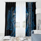 Aotearoa Iwi Ngati Porou Window Curtain NZ Maori Humpback Whale Taniko Motifs