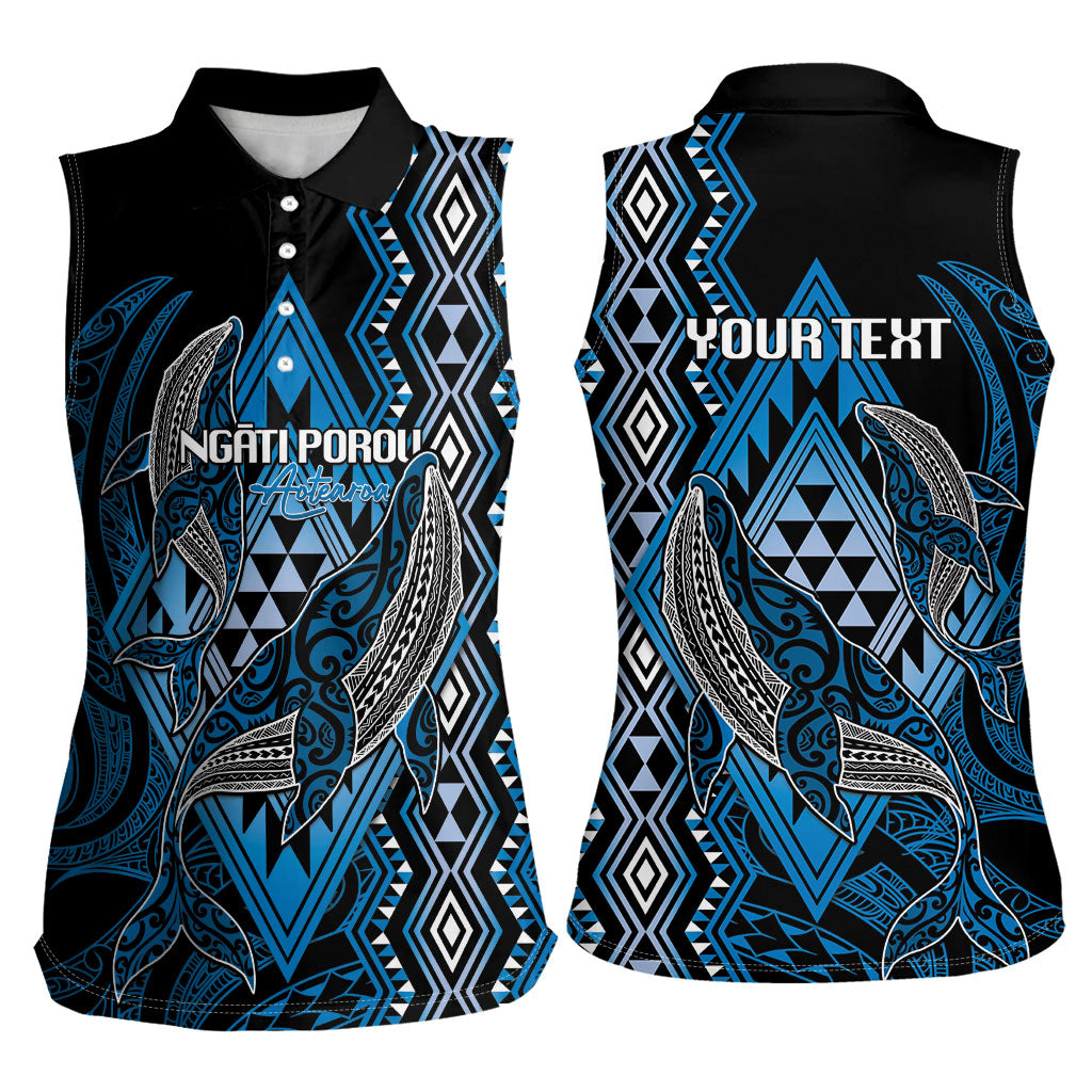 Aotearoa Iwi Ngati Porou Personalised Women Sleeveless Polo Shirt NZ Maori Humpback Whale Taniko Motifs