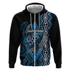 Aotearoa Iwi Ngati Porou Personalised Zip Hoodie NZ Maori Humpback Whale Taniko Motifs