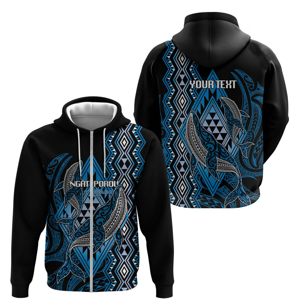 Aotearoa Iwi Ngati Porou Personalised Zip Hoodie NZ Maori Humpback Whale Taniko Motifs