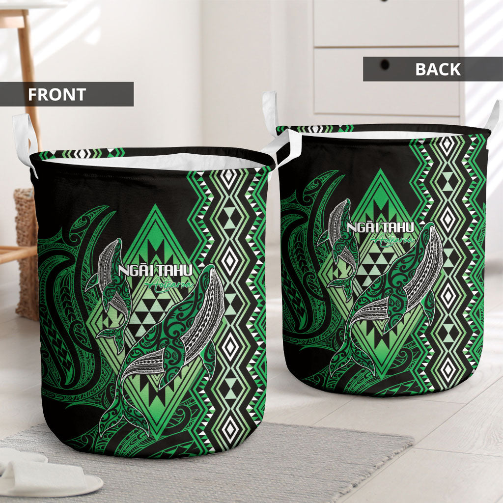 Aotearoa Iwi Ngai Tahu Laundry Basket NZ Maori Humpback Whale Taniko Motifs