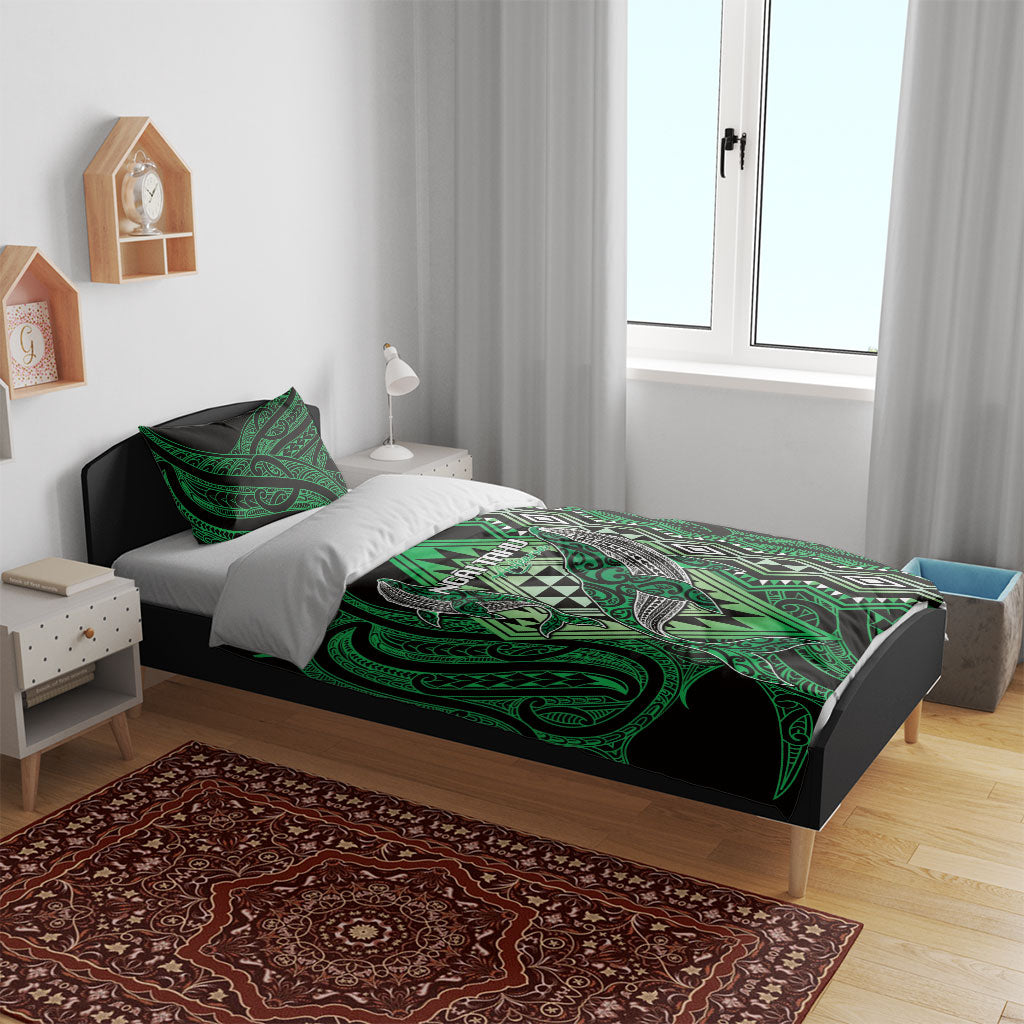 Aotearoa Iwi Ngai Tahu Bedding Set NZ Maori Humpback Whale Taniko Motifs