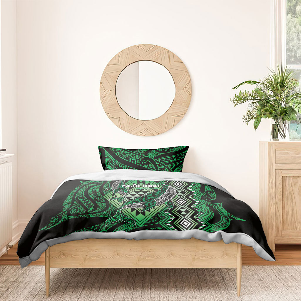 Aotearoa Iwi Ngai Tahu Bedding Set NZ Maori Humpback Whale Taniko Motifs