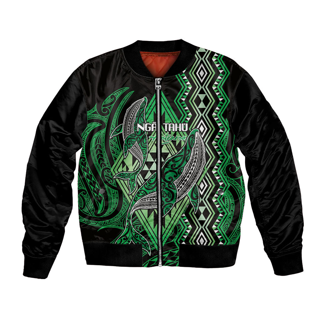 Aotearoa Iwi Ngai Tahu Personalised Bomber Jacket NZ Maori Humpback Whale Taniko Motifs