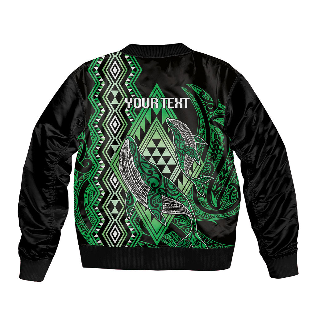 Aotearoa Iwi Ngai Tahu Personalised Bomber Jacket NZ Maori Humpback Whale Taniko Motifs
