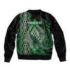 Aotearoa Iwi Ngai Tahu Personalised Bomber Jacket NZ Maori Humpback Whale Taniko Motifs