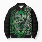 Aotearoa Iwi Ngai Tahu Personalised Bomber Puffer Jacket NZ Maori Humpback Whale Taniko Motifs