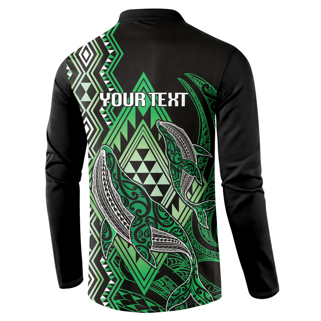 Aotearoa Iwi Ngai Tahu Personalised Button Sweatshirt NZ Maori Humpback Whale Taniko Motifs