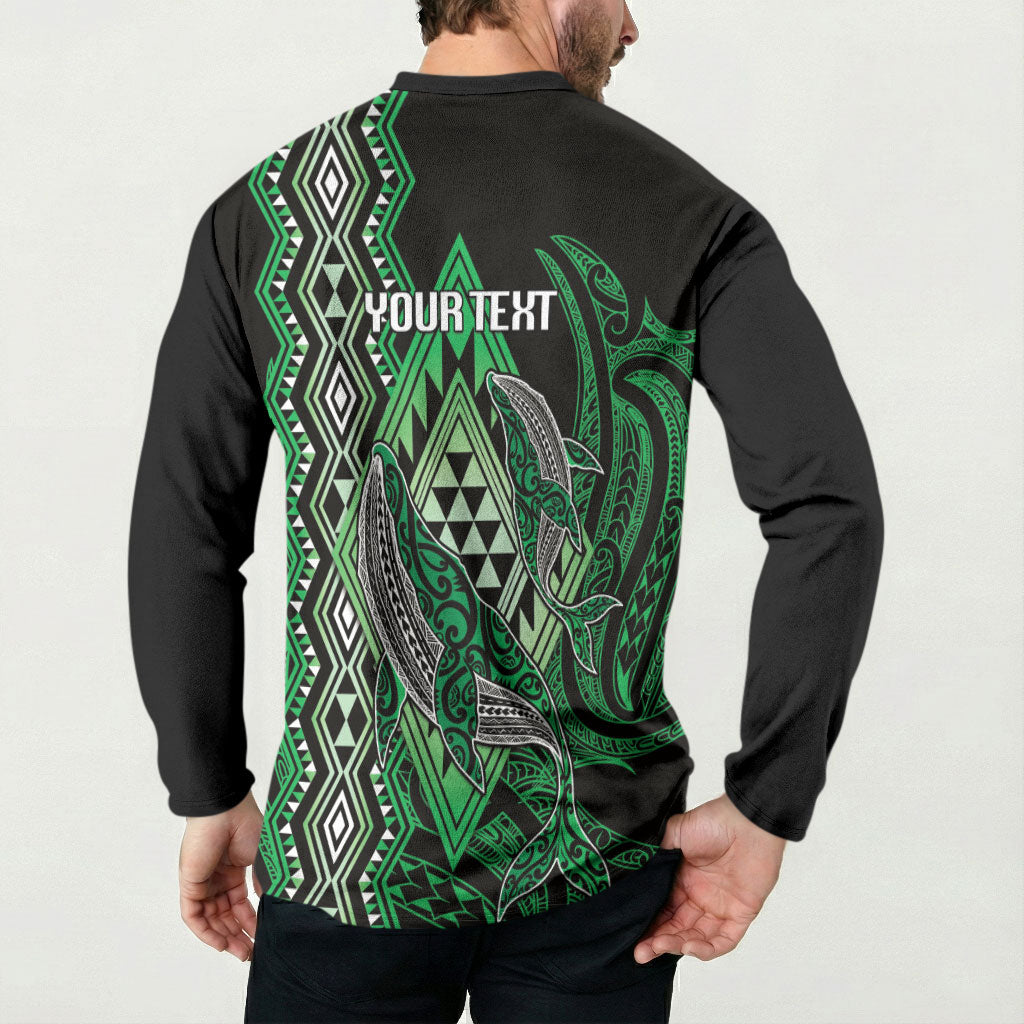 Aotearoa Iwi Ngai Tahu Personalised Button Sweatshirt NZ Maori Humpback Whale Taniko Motifs