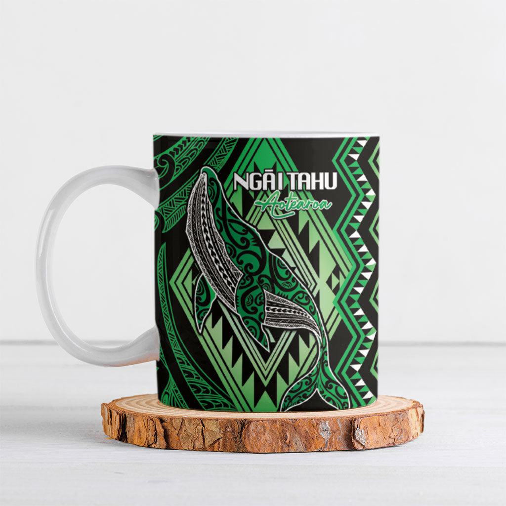 Aotearoa Iwi Ngai Tahu Personalised Ceramic Mug NZ Maori Humpback Whale Taniko Motifs