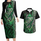 Aotearoa Iwi Ngai Tahu Personalised Couples Matching Long Sleeve Bodycon Dress and Hawaiian Shirt NZ Maori Humpback Whale Taniko Motifs