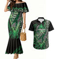 Aotearoa Iwi Ngai Tahu Personalised Couples Matching Mermaid Dress and Hawaiian Shirt NZ Maori Humpback Whale Taniko Motifs