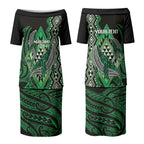 Aotearoa Iwi Ngai Tahu Personalised Couples Matching Puletasi and Long Sleeve Button Shirt NZ Maori Humpback Whale Taniko Motifs