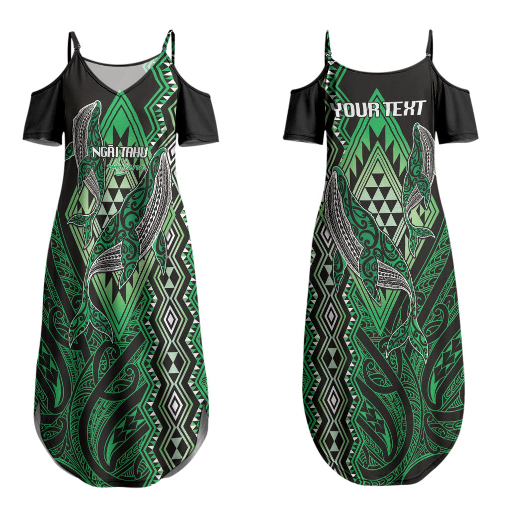 Aotearoa Iwi Ngai Tahu Personalised Couples Matching Summer Maxi Dress and Hawaiian Shirt NZ Maori Humpback Whale Taniko Motifs