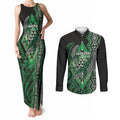 Aotearoa Iwi Ngai Tahu Personalised Couples Matching Tank Maxi Dress and Long Sleeve Button Shirt NZ Maori Humpback Whale Taniko Motifs