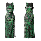 Aotearoa Iwi Ngai Tahu Personalised Couples Matching Tank Maxi Dress and Long Sleeve Button Shirt NZ Maori Humpback Whale Taniko Motifs