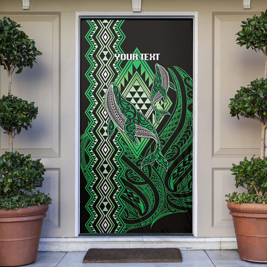 Aotearoa Iwi Ngai Tahu Personalised Door Cover NZ Maori Humpback Whale Taniko Motifs