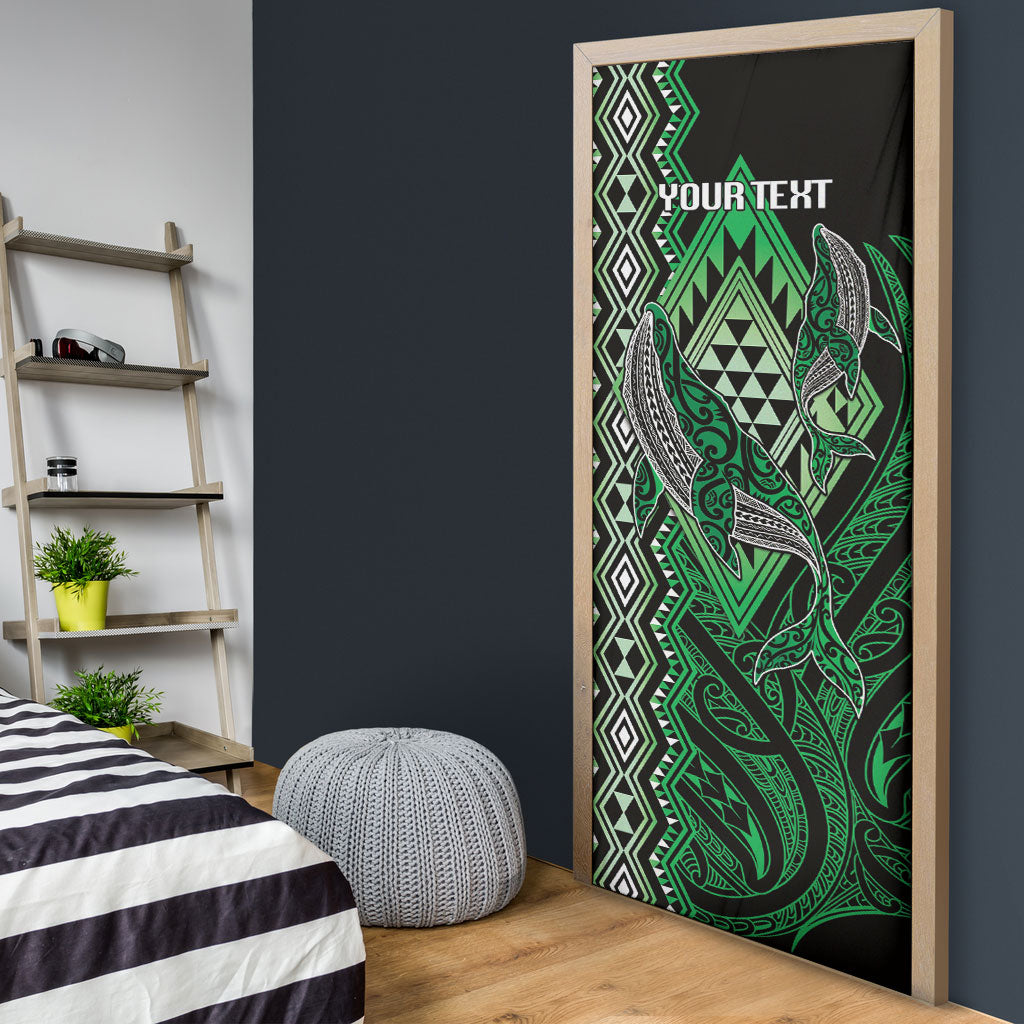 Aotearoa Iwi Ngai Tahu Personalised Door Cover NZ Maori Humpback Whale Taniko Motifs