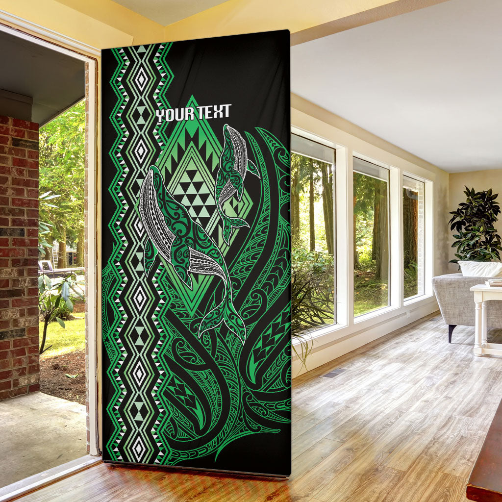 Aotearoa Iwi Ngai Tahu Personalised Door Cover NZ Maori Humpback Whale Taniko Motifs