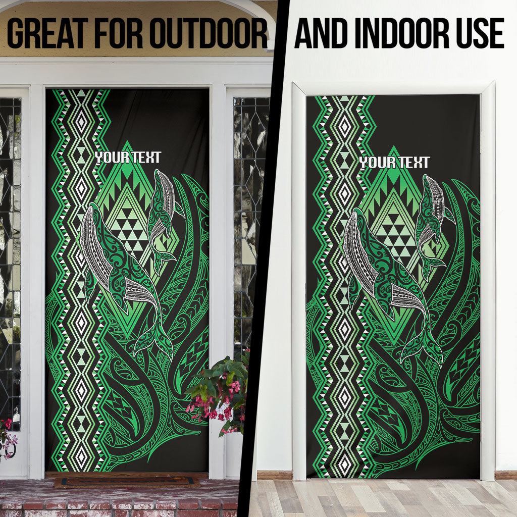 Aotearoa Iwi Ngai Tahu Personalised Door Cover NZ Maori Humpback Whale Taniko Motifs