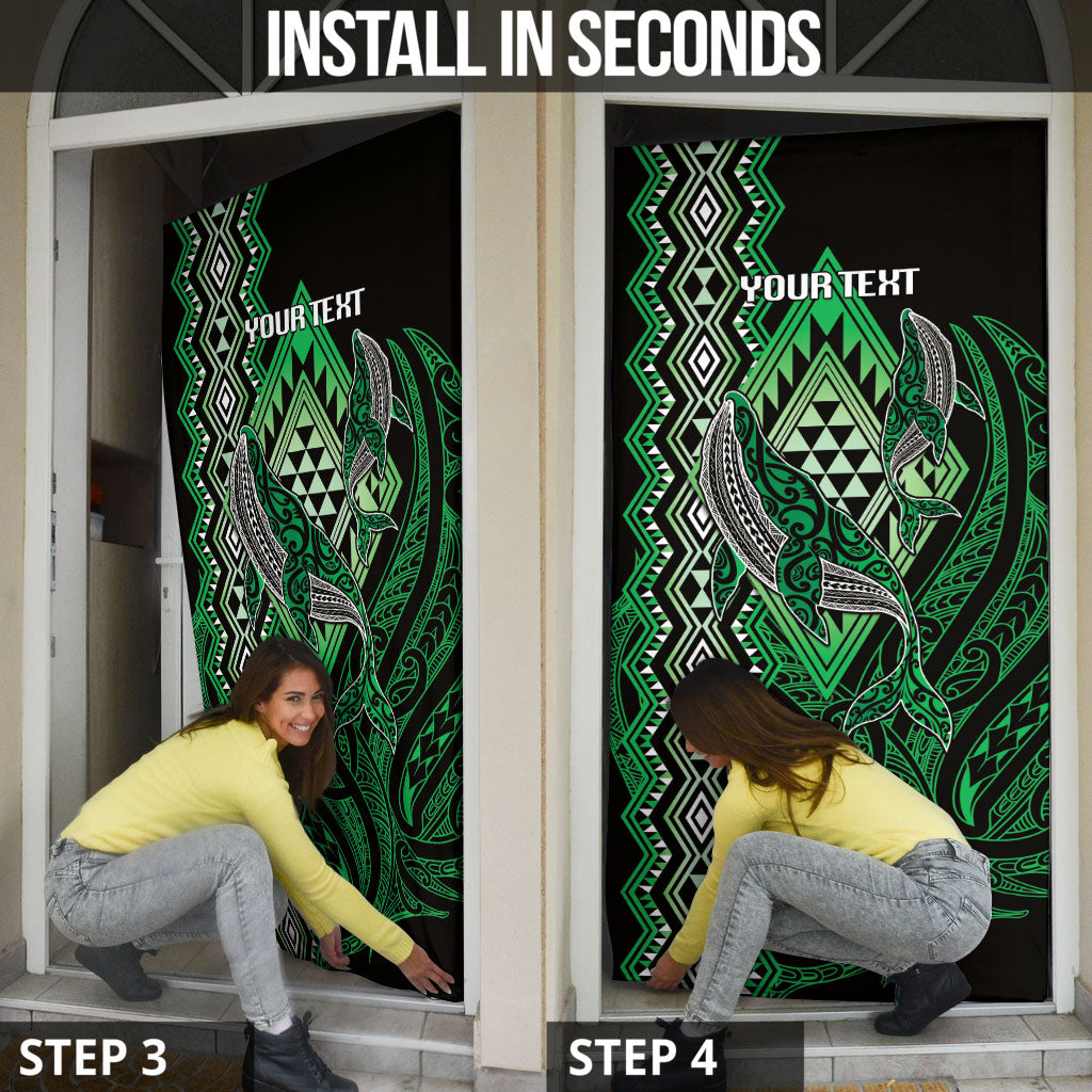Aotearoa Iwi Ngai Tahu Personalised Door Cover NZ Maori Humpback Whale Taniko Motifs