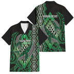Aotearoa Iwi Ngai Tahu Personalised Family Matching Off Shoulder Short Dress and Hawaiian Shirt NZ Maori Humpback Whale Taniko Motifs