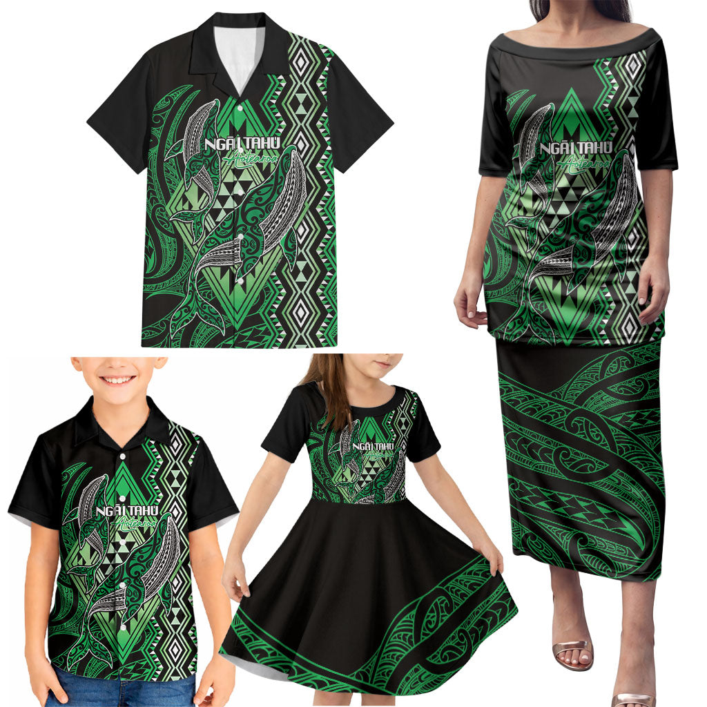 Aotearoa Iwi Ngai Tahu Personalised Family Matching Puletasi and Hawaiian Shirt NZ Maori Humpback Whale Taniko Motifs